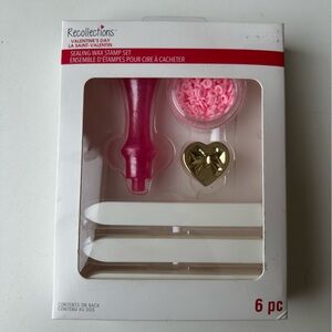 Recollections Valentine's Day Sealing Wax Stamp Set 6pc - Heart Bow & XO Beads